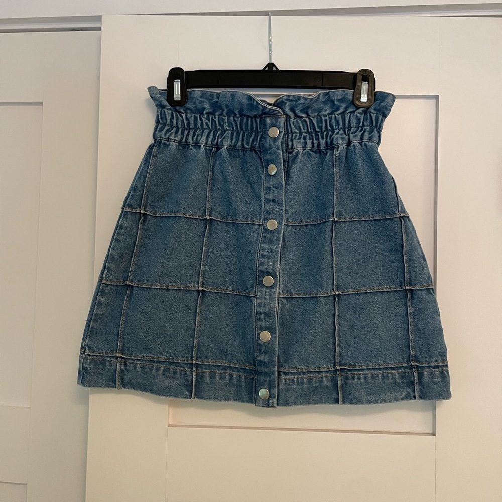 Sea New York Blue Denim A-Line Skirt